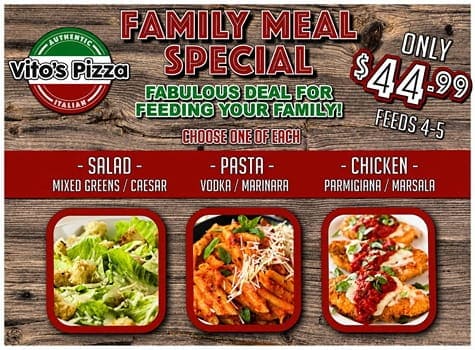 Family Meal Special at Vito's Pizza in Bloomfield, NJ